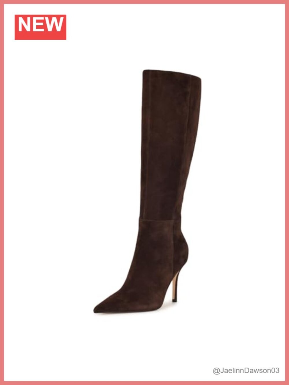 Nine West Gerty Suede Knee-High Stiletto Boots Pointy Toe Zipper